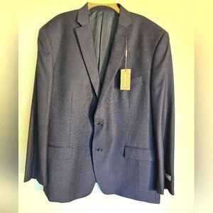 MICHAEL KORS MEN'S SPORT COAT/SUIT JACKET NAVY/BLUE PLAID SIZE 48R